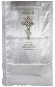 Комплект атлас Крест ажурный с молитвой К029