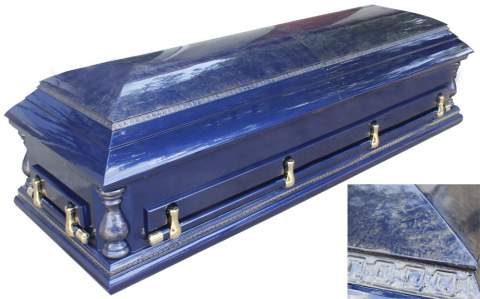 Гроб АМЕРИКА саркофаг 2крыш 4гр с лифтом (200см) ФА-2 синий