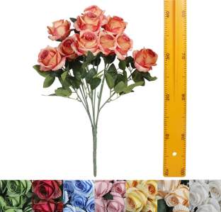 Ветка букет розы бутон (10гол 45см) В-7 250шт
