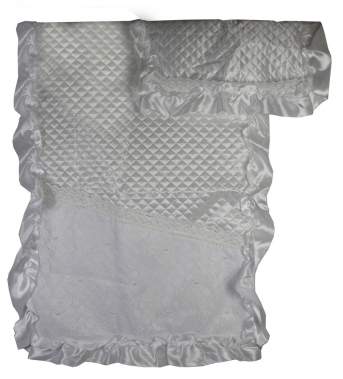 Покрывало в гроб с наволочкой ОРСО-2 шифон гипюр жемчуг 3642-2