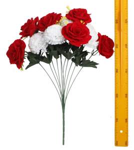 Ветка букет роз барх. с хризантемой (70см 11гол 10шт) CYL-22
