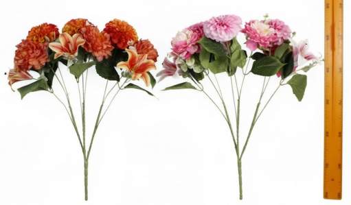 Ветка букет георгина с лилией (65см 9гол 1шт) CFQT02